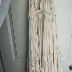 Free People Cream Mini Halter Dress, Size L